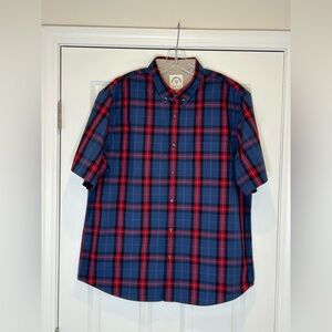 Dubinik Customized Version Blue and Red Plaid Short Sleeve Shirt Men's Size XL